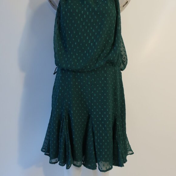 NWT Womens Asos Design Green Embroidered Dots Sleeveless Halter Dress 14 - Picture 5 of 16